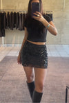 Roxy Sequin Lace Mini Skirt